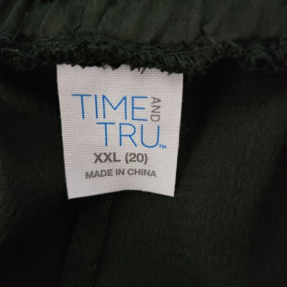 Time and Tru Cargo Jogger Pants Womens Sz XXL 20 Elastic Waist Silky Black - Picture 3 of 12